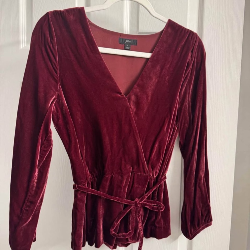 J. Crew faux wrap blouse in drapery velvet - Picture 1 of 4